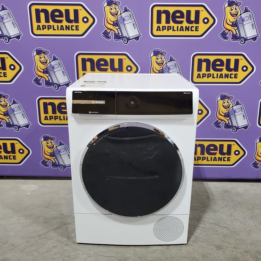 Bosch 500 Series 24 in. 2.4 cu. ft. Stackable Front Load Compact Washer in White WGB24600UC - Open Box and Bosch 500 Series 4-cu ft Stackable Ventless Electric Dryer with Steam Cycle in White WQB245B0UC - Scratch & Dent (Moderate)