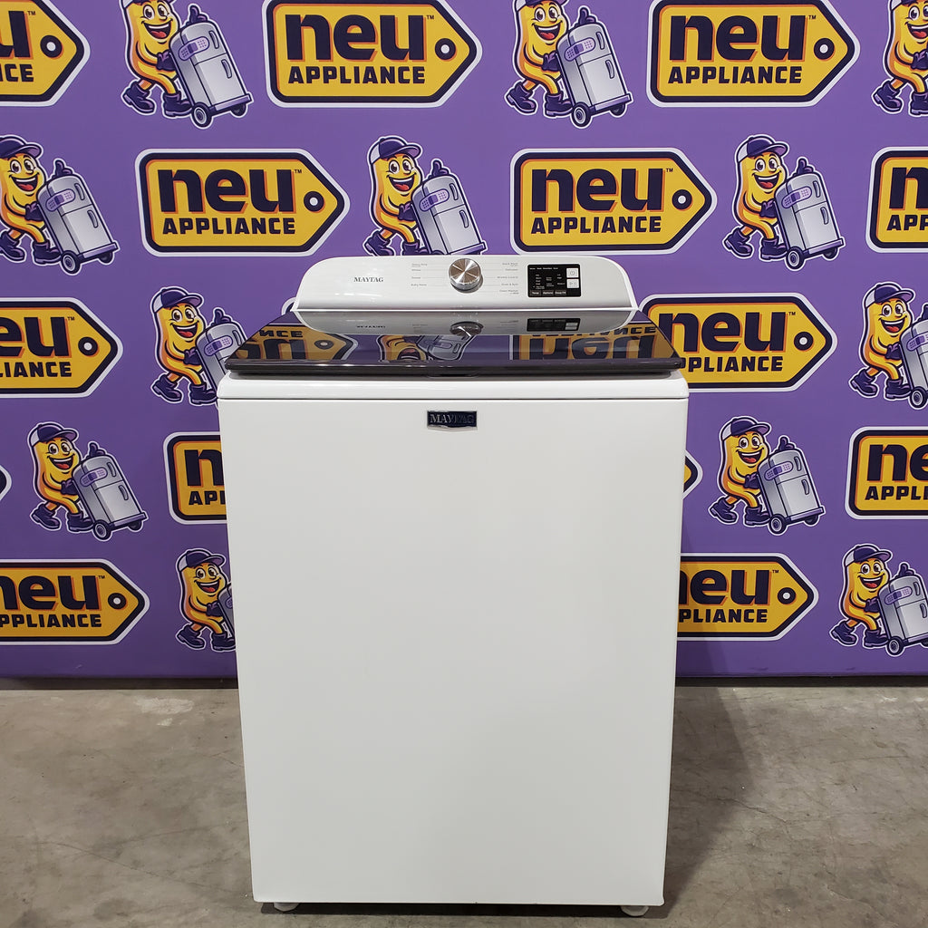 Pictures of Maytag Top Load 4.8 cu ft Washer with Deep Fill and Slow-Close Glass Lid MVW6200KW - Scratch & Dent (Minor) and Maytag 7.0 cu ft Electric Dryer with Moisture Sensing and Quick Dry Cycle 16162 - MED6200KW - Scratch & Dent (Minor) - Neu Appliance Outlet - Discount Appliance Outlet in Austin, Tx