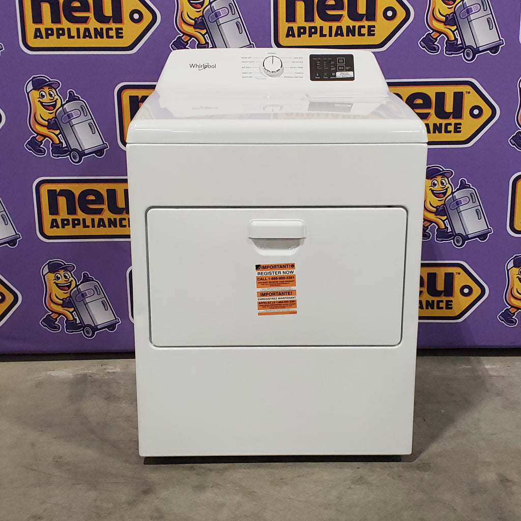 Pictures of Whirlpool® 4.2-4.3 Cu. Ft. Top Load Washer with 2-in-1 Removable Agitator and Soft Close Glass Lid WTW4307SW - Open Box and Whirlpool 7.0 cu. ft. Electric Dryer with Adaptive Dry and Wrinkle Shield™ Option 16121 - WED4307SW - Scratch & Dent (Minor) - Neu Appliance Outlet - Discount Appliance Outlet in Austin, Tx