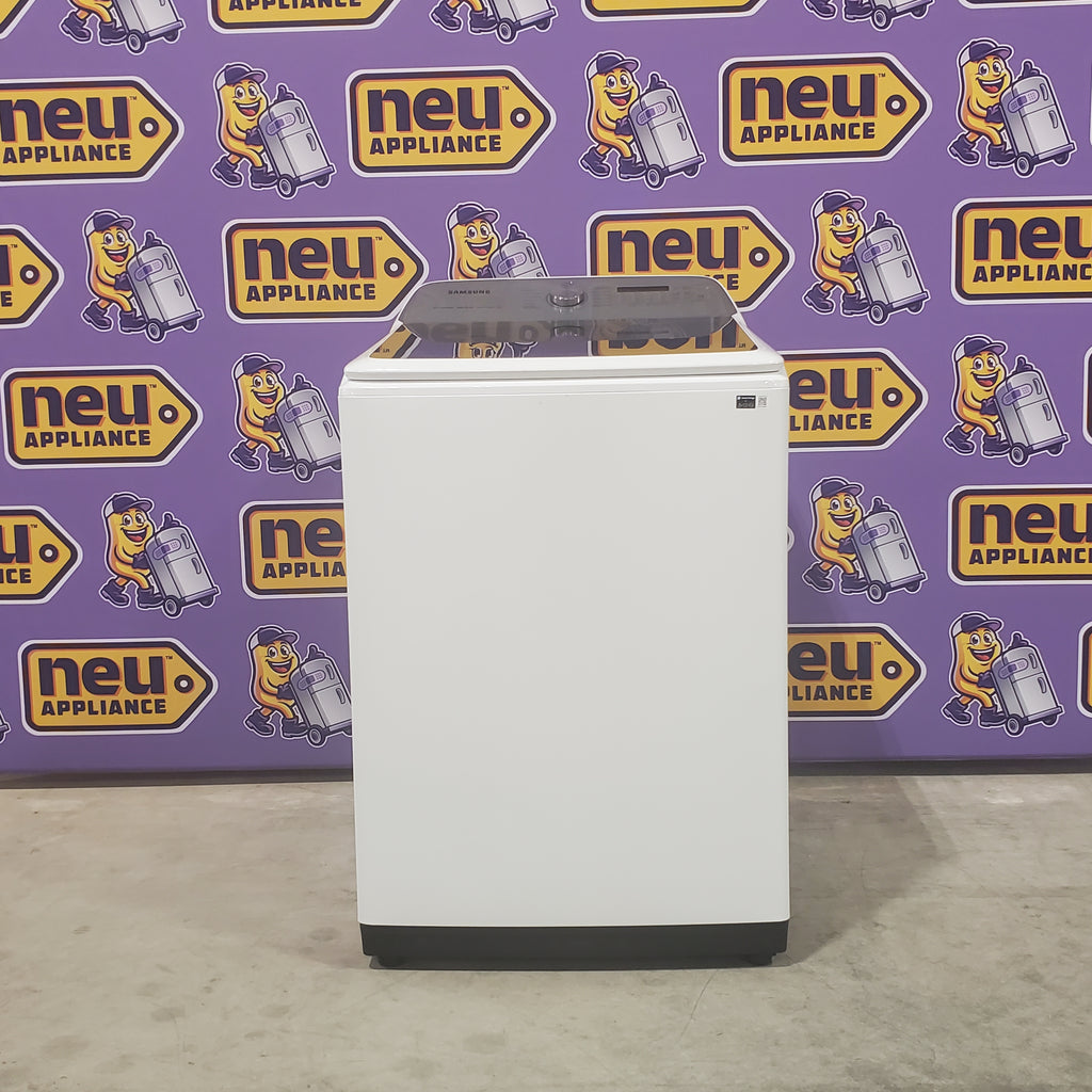 Pictures of 5.2 cu. ft. Samsung Large Capacity Smart Top Load Washer with Super Speed Wash in White and 7.4-cu ft Electric Dryer with Sensor Dry(White) - Neu Appliance Outlet - Discount Appliance Outlet in Austin, Tx