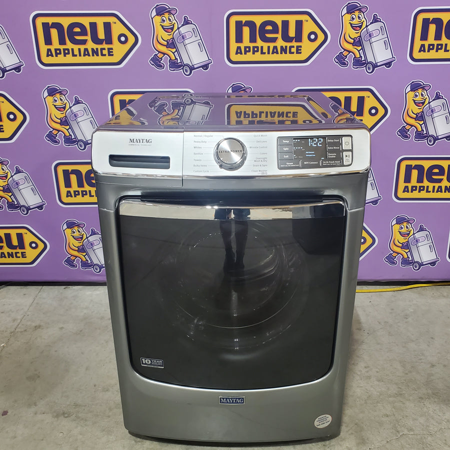 Maytag 5.0 cu. ft. Smart Front Load Washer with Extra Power and 24-Hr Fresh Hold® Option MHW8630HC - Scratch & Dent (Minor) and Maytag 7.3-cu ft Stackable Vented Electric Dryer Energy Star Certified MED5630HC - Scratch & Dent (Minor)