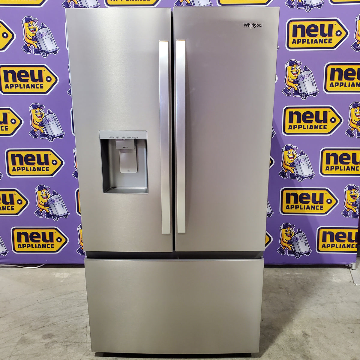 Whirlpool French Door 30 cu ft Refrigerator in Fingerprint Resistant Stainless Finish with In-Door Water and Ice Maker - 30 cu. ft. WRFF3536SZ - Scratch & Dent (Minor)