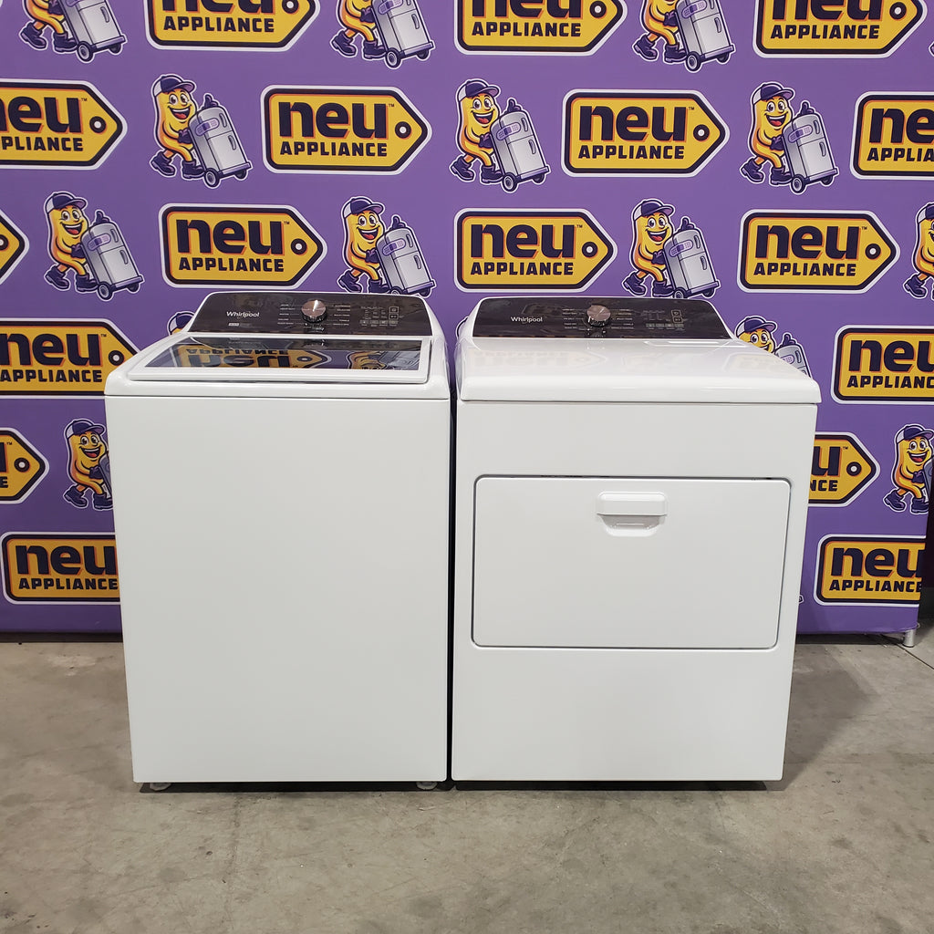 Whirlpool Top Load 4.7 Cu. Ft. Washer in White with 2-in-1 Removable Agitator WTW5057LW - Scratch & Dent - Minor and Whirlpool 7.0 cu. ft. Electric Dryer with Hamper Door 16107 - WED5010LW - Open Box