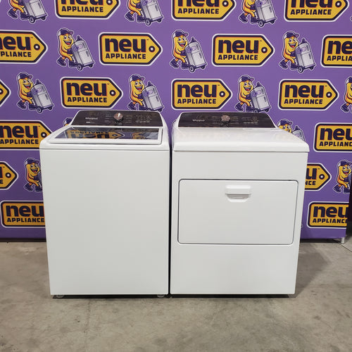 Whirlpool Top Load 4.7 Cu. Ft. Washer in White with 2-in-1 Removable Agitator WTW5057LW - Scratch & Dent - Minor and Whirlpool 7.0 cu. ft. Electric Dryer with Hamper Door 16107 - WED5010LW - Open Box
