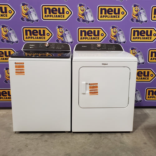 5.2–5.3 Cu. Ft. Whirlpool® Top Load Washer in White with Removable Agitator WTW6157PW - Open Box and 7.0 Cu. Ft. Whirlpool® Top Load Electric Dryer in White with Moisture Sensor 16079 - WED6150PW - Scratch & Dent (Minor)