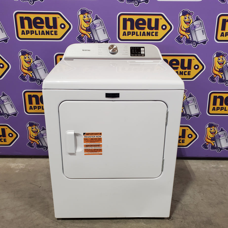 Maytag Top Load 4.8 cu ft Washer with Deep Fill and Slow-Close Glass Lid MVW6200KW - Scratch & Dent (Minor) and Maytag 7.0 cu ft Electric Dryer with Moisture Sensing and Quick Dry Cycle 16195 - MED6200KW - Scratch & Dent (Moderate)