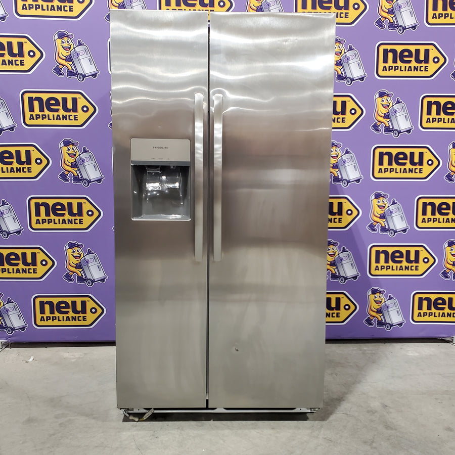 Frigidaire 25.6 cu. ft. ENERGY STAR Side by Side Refrigerator with Exterior Water and Ice Dispenser in Stainless Steel 3SD1061 - FRSS2623AS - Scratch & Dent (Minor)