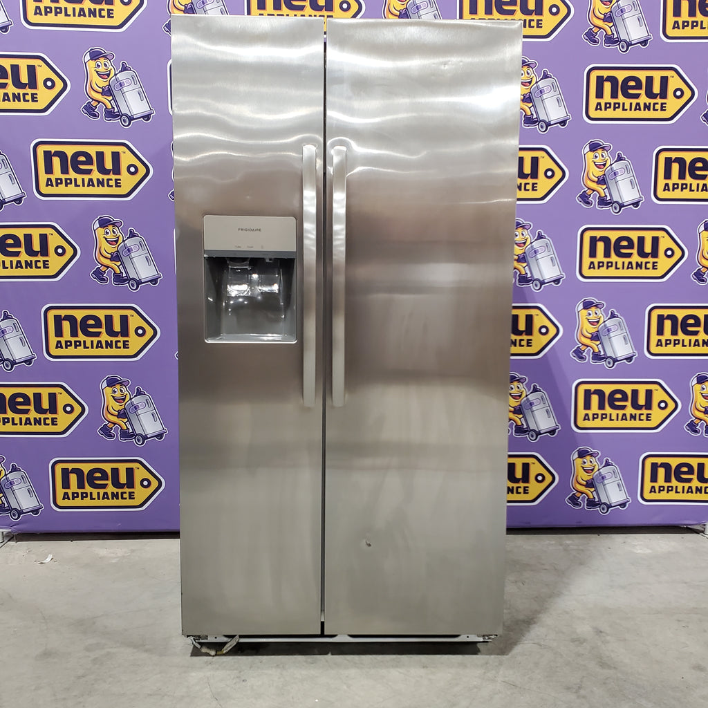 Frigidaire 25.6 cu. ft. ENERGY STAR Side by Side Refrigerator with Exterior Water and Ice Dispenser in Stainless Steel 3SD1061 - FRSS2623AS - Scratch & Dent (Minor)