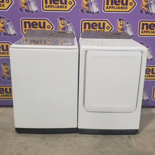 Samsung White Top Load 5.0 Cu. Ft. Washer with Active Water Jet WA50R5200AW - Certified Refurbished and Samsung White Electric 7.4 Cu. Ft. Dryer with Sensor Dry 16085 - DVE50R5200W - Certified Refurbished