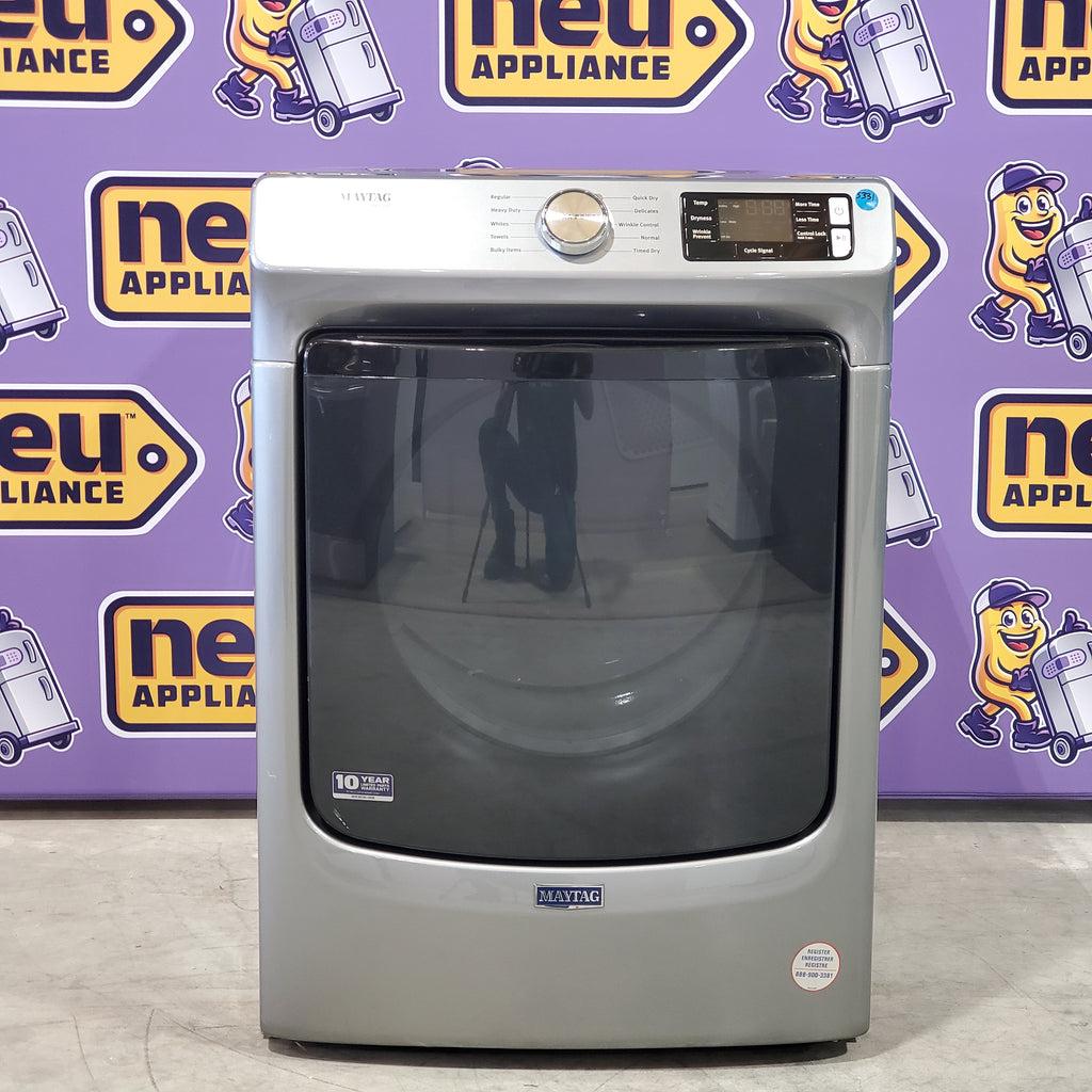 Pictures of Maytag Metallic Slate Front Load 4.8 Cu. Ft. Washer with Extra Power MHW6630HC - New in Box and Maytag 7.3-cu ft Stackable Vented Electric Dryer Energy Star Certified MED5630HC - Scratch & Dent - Minor - Neu Appliance Outlet - Discount Appliance Outlet in Austin, Tx