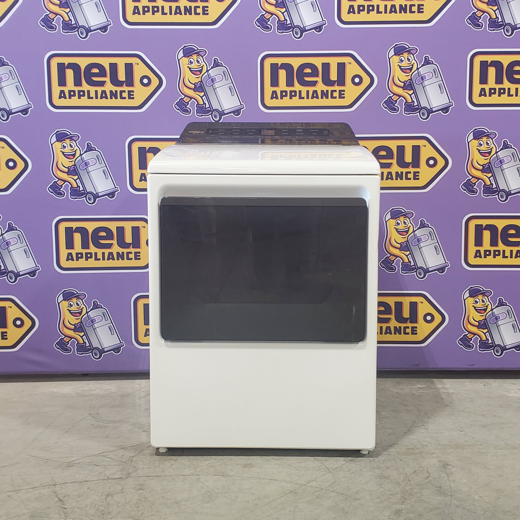 Whirlpool 5.2 - 5.3 cu. ft. Top Load Washer with 2 in 1 Removable Agitator and Load & Go™ Dispenser WTW8127LW - Scratch & Dent (Minor) and Whirlpool 7.4 cu. ft. Electric Dryer with AccuDry Sensor and Wrinkle Shield WED5100HW - Certified Refurbished