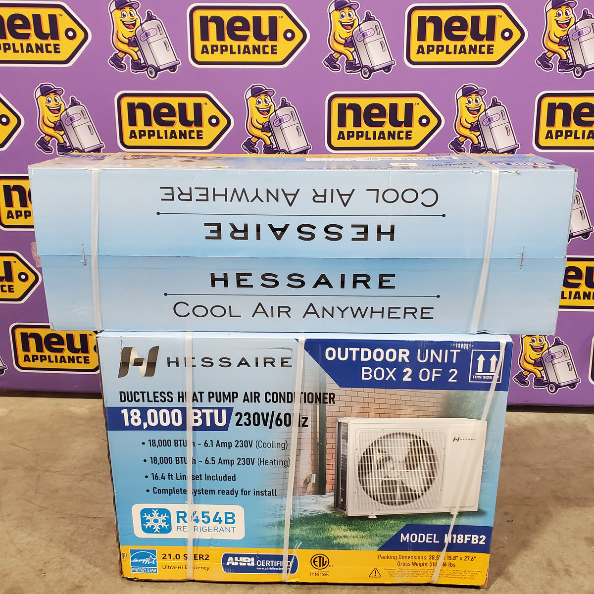 Hessaire H18FB2 1 zone 18000-BTU Ductless Mini Split Air Conditioner Heat Pump Included with 230-Volt 25139SD868 - H18FB2- New in Box
