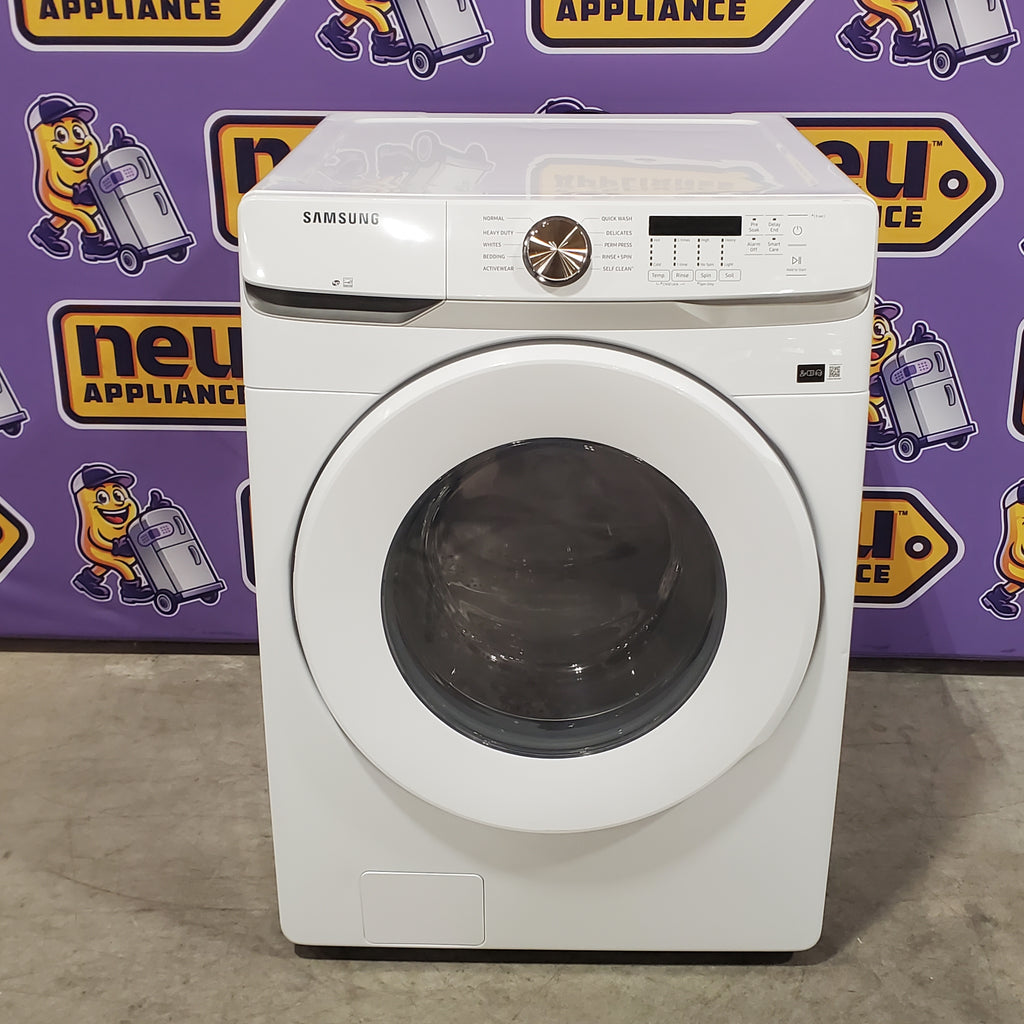 Pictures of Samsung 4.5 cu. ft. ENERGY STAR Front Load Washer with Vibration Reduction WF45T6000AW - Scratch & Dent (Minor) and Samsung 7.5 cu. ft. Front Load Electric Dryer with Smart Care in White 16142 - DVE45T6000W - Open Box - Neu Appliance Outlet - Discount Appliance Outlet in Austin, Tx
