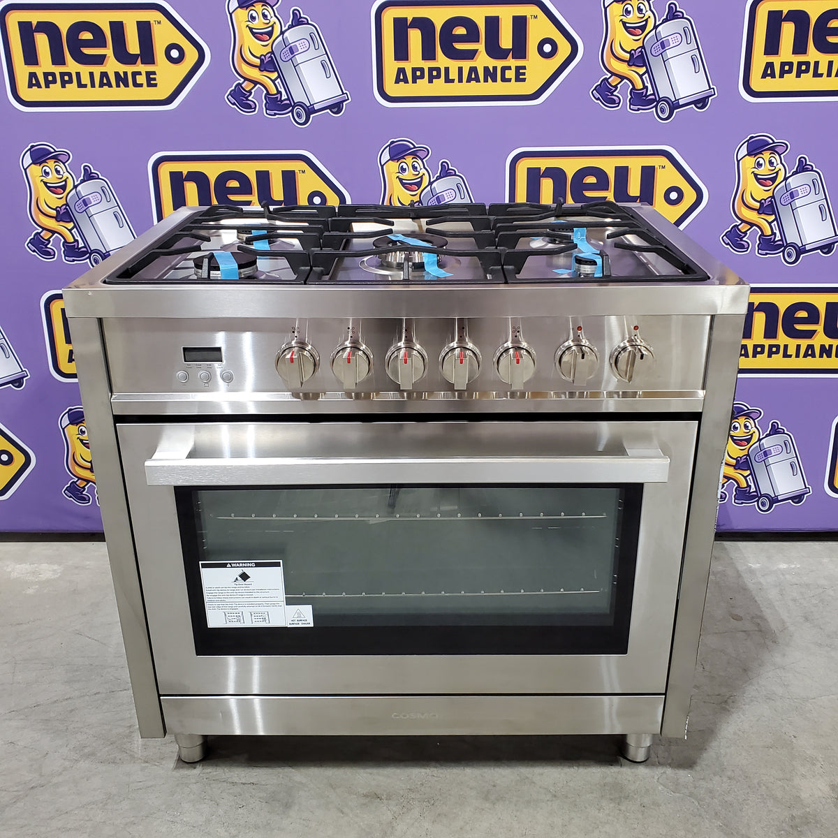 Cosmo 36-in Deep Recessed 5-Burner Convection Oven Freestanding Dual Fuel Range in Stainless Steel 22133SD173 - F965 - Scratch & Dent (Minor)