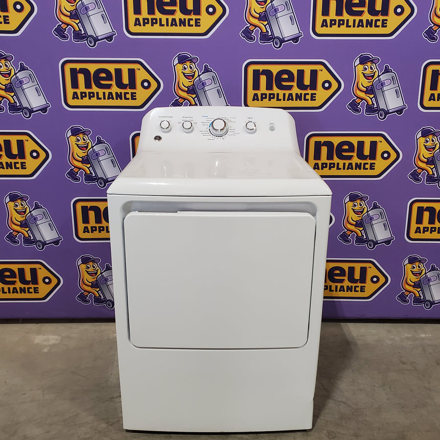 GE White Top Load 4.0 Cu. Ft. Capacity Washer with Stainless Steel Wash Basket GTW325ASWWW - New in Box and GE White Electric 7.2 Cu. Ft. Dryer with Aluminized Alloy Drum 16209 - GTD42EASJWW - Certified Refurbished