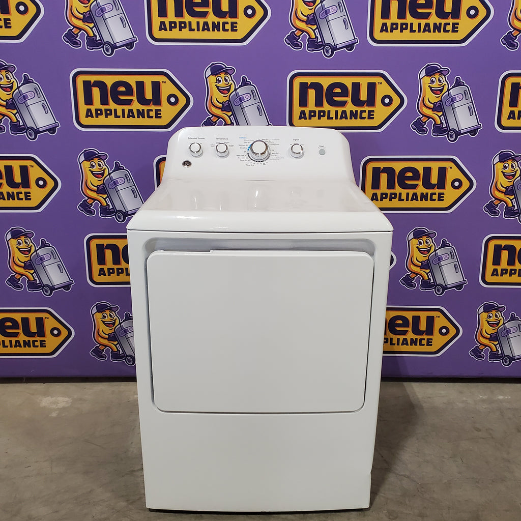 Pictures of GE White Top Load 4.0 Cu. Ft. Capacity Washer with Stainless Steel Wash Basket GTW325ASWWW - New in Box and GE White Electric 7.2 Cu. Ft. Dryer with Aluminized Alloy Drum 16209 - GTD42EASJWW - Certified Refurbished - Neu Appliance Outlet - Discount Appliance Outlet in Austin, Tx