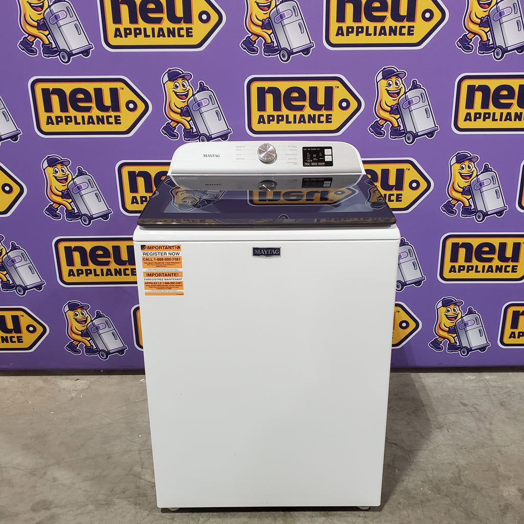 Pictures of Maytag Top Load 4.8 cu ft Washer with Deep Fill and Slow-Close Glass Lid MVW6200KW - Scratch & Dent (Minor) and Maytag 7.0 cu ft Electric Dryer with Moisture Sensing and Quick Dry Cycle 16161 - MED6200KW - Scratch & Dent (Minor) - Neu Appliance Outlet - Discount Appliance Outlet in Austin, Tx