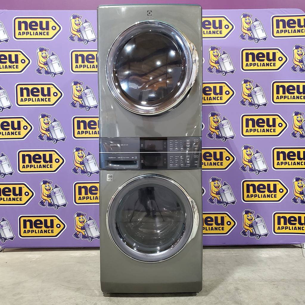 Pictures of Electrolux Laundry Tower Single Unit Front Load 4.5 Cu. Ft. Washer and 8 Cu. Ft. Gas Dryer in Titanium ELTG7600AT - Scratch & Dent (Minor) - Neu Appliance Outlet - Discount Appliance Outlet in Austin, Tx