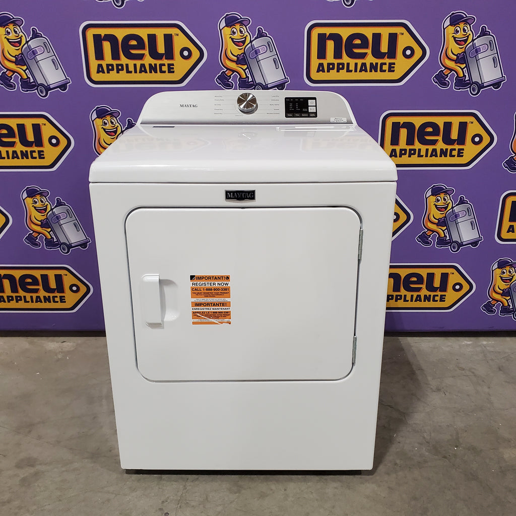 Pictures of Maytag Top Load 4.8 cu ft Washer with Deep Fill and Slow-Close Glass Lid MVW6200KW - Scratch & Dent (Minor) and Maytag 7.0 cu ft Electric Dryer with Moisture Sensing and Quick Dry Cycle 16159 - MED6200KW - Scratch & Dent (Minor) - Neu Appliance Outlet - Discount Appliance Outlet in Austin, Tx