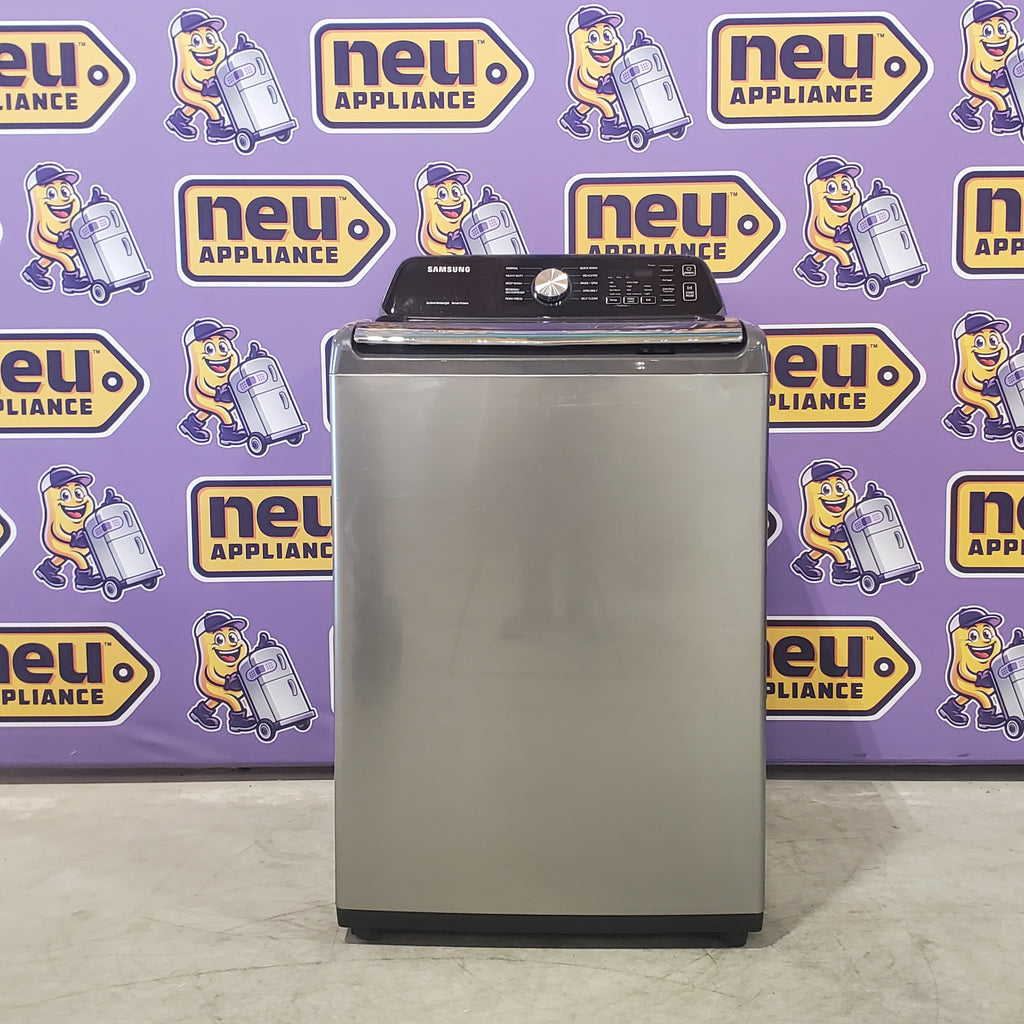 Samsung 4.5 cu. ft. Capacity Top Load Washer with Active WaterJet in Platinum WA45T3400AP - Certified Refurbished and Samsung 7.4 cu. ft. Smart Electric Dryer with Sensor Dry 16042 - DVE47CG3500V - Scratch & Dent (Minor)