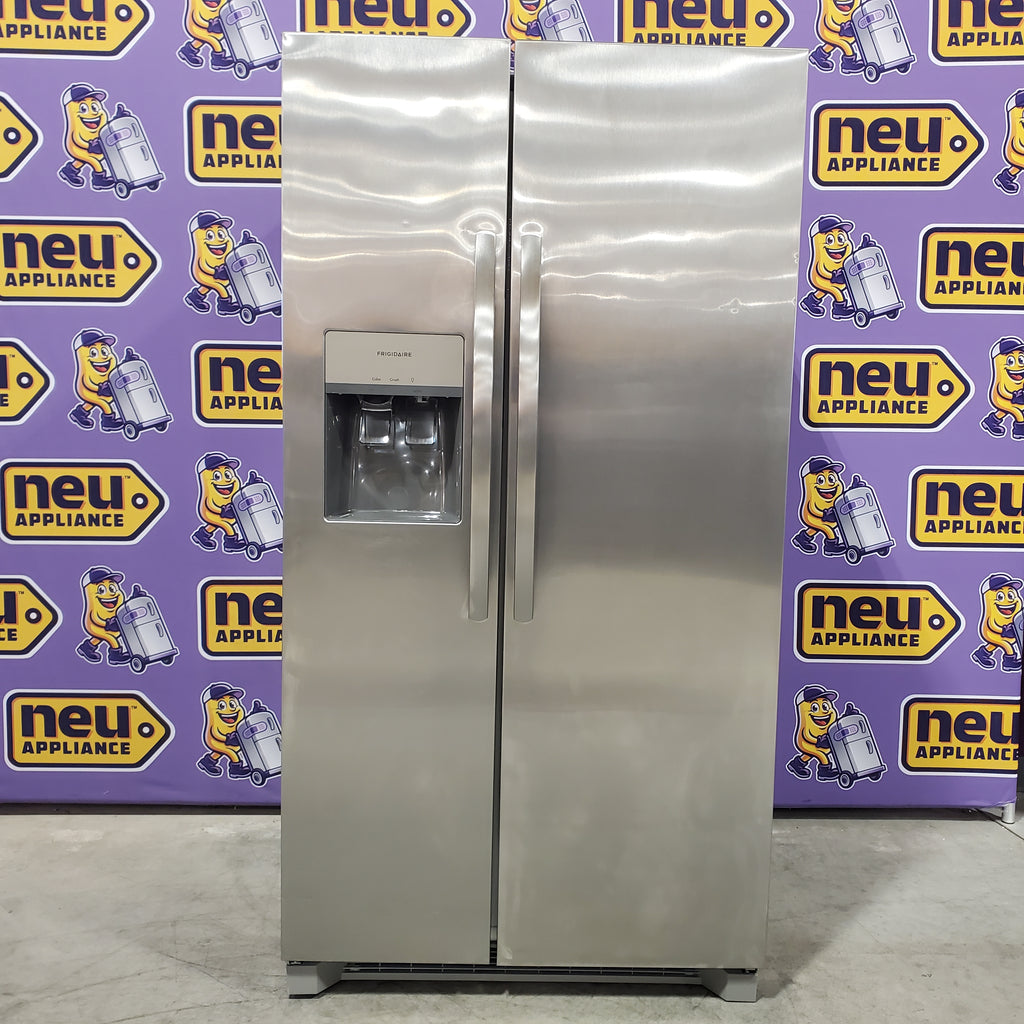 Pictures of Frigidaire 25.6 cu. ft. ENERGY STAR Side by Side Refrigerator with Exterior Water and Ice Dispenser in Stainless Steel 3SD960 - FRSS2623AS - Scratch & Dent (Minor) - Neu Appliance Outlet - Discount Appliance Outlet in Austin, Tx