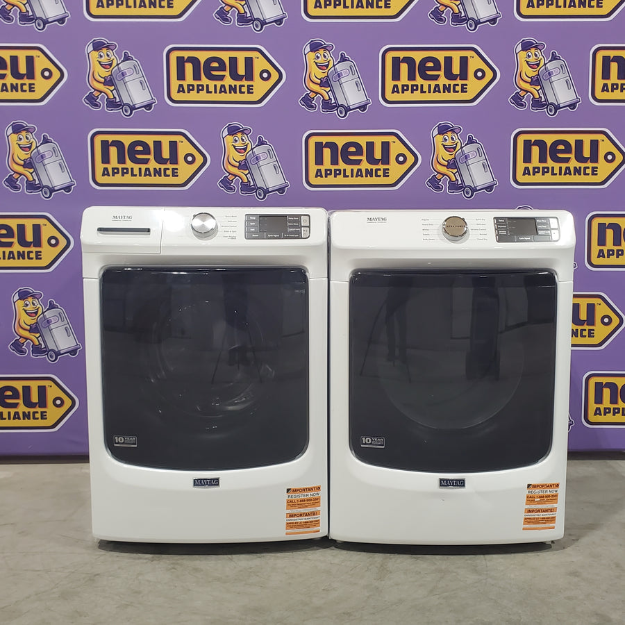 Maytag 4.5 cu. ft. Front Load Washer with Extra Power and 12-Hr Fresh Spin™ Option MHW5630HW - Scratch & Dent (Minor) and Maytag Front Load 7.3 Cu. Ft. Electric Dryer with Extra Power and Quick Dry Cycle MED5630HW - Scratch & Dent (Minor)