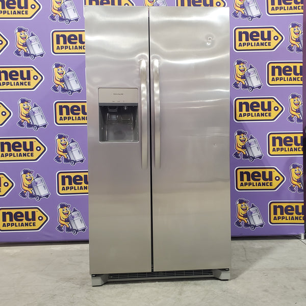 Frigidaire 25.6 cu. ft. ENERGY STAR Side by Side Refrigerator with Exterior Water and Ice Dispenser in Stainless Steel FRSS2623AS - 3SD298 - Scratch & Dent (Minor)