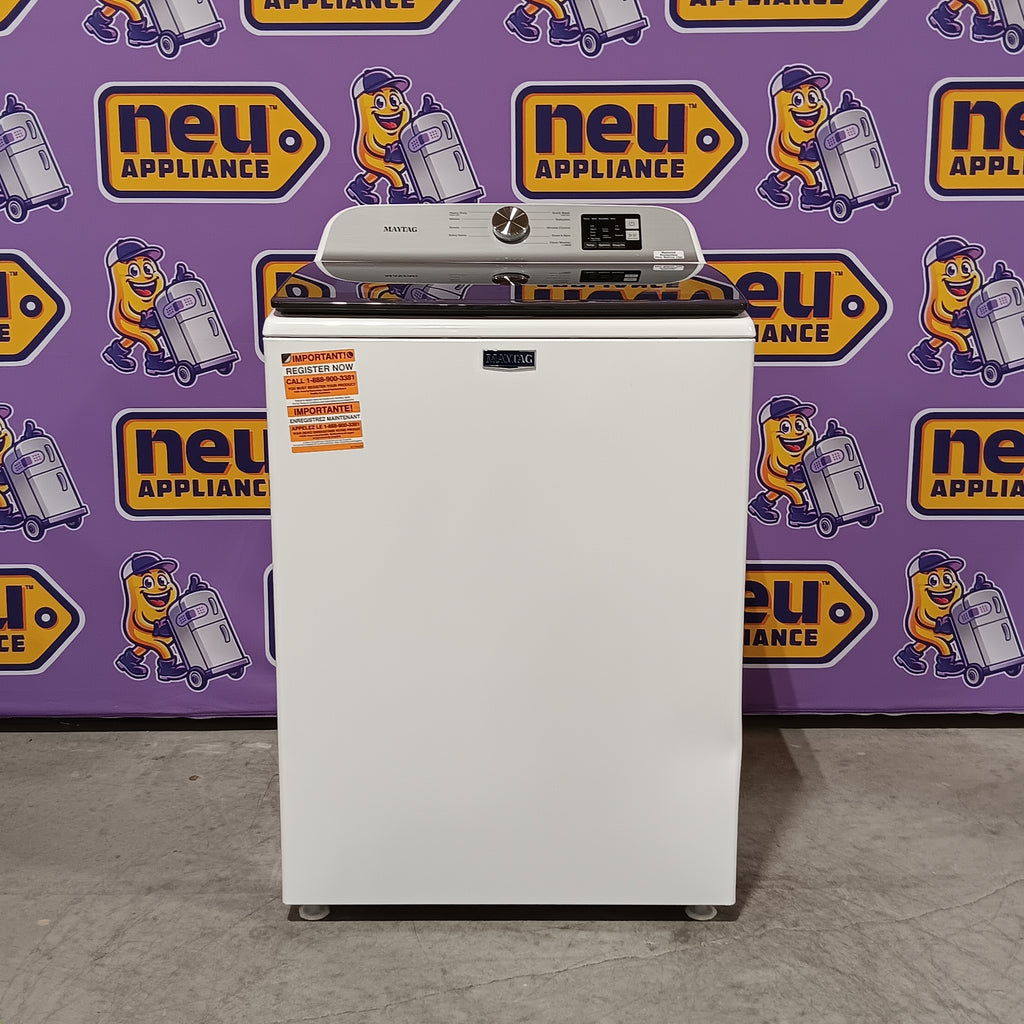 Pictures of Maytag Top Load 4.8 cu ft Washer with Deep Fill and Slow-Close Glass Lid MVW6200KW - Scratch & Dent (Minor) and Maytag 7.0 cu ft Electric Dryer with Moisture Sensing and Quick Dry Cycle 16157 - MED6200KW - Scratch & Dent (Minor) - Neu Appliance Outlet - Discount Appliance Outlet in Austin, Tx