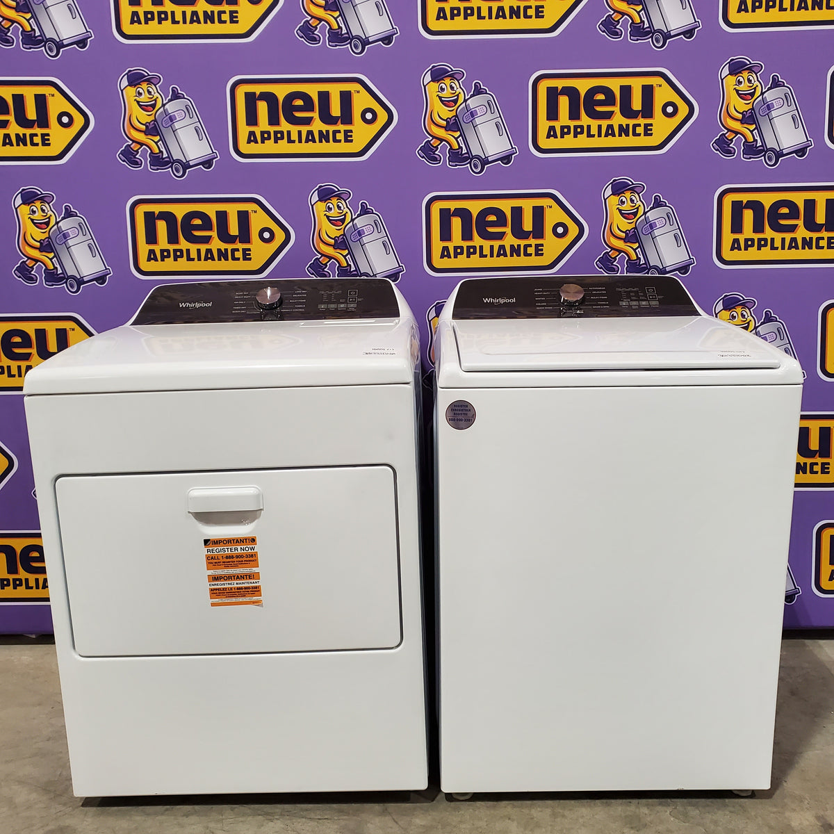 Whirlpool White Top Load 4.6 Cu. Ft. Washer with Built-In Faucet WTW5010LW - Scratch & Dent (Minor) and Whirlpool White Electric 7.0 Cu. Ft. Dryer with Moisture Sensing 16201 - WED5010LW - Scratch and Dent (Minor)