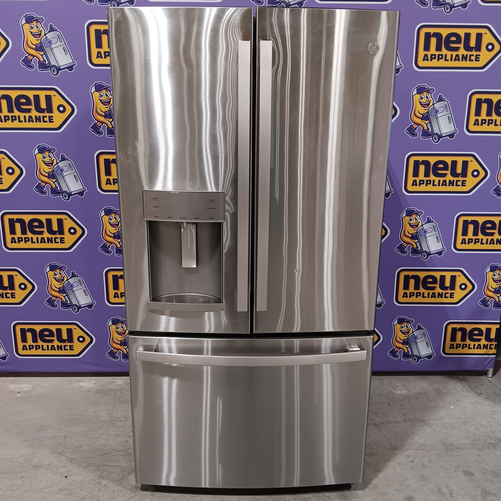 Pictures of GE Energy Star 3 Door French Door 27.7 Cu. Ft. Refrigerator with TwinChill Evaporators in Fingerprint Resistant Stainless Steel 6SD135 - GFE28GYNFS - Open Box - Neu Appliance Outlet - Discount Appliance Outlet in Austin, Tx