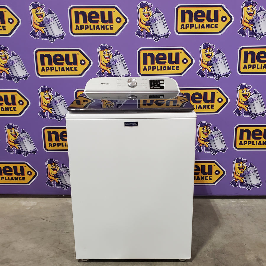 Maytag Top Load 4.8 cu ft Washer with Deep Fill and Slow-Close Glass Lid MVW6200KW - Scratch & Dent (Moderate) and Maytag 7.0 cu ft Gas Dryer with Moisture Sensing and Quick Dry Cycle 16175 - MED6200KW - Scratch & Dent (Minor)