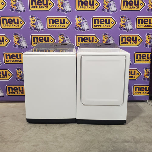 Samsung White Top Load 5.0 Cu. Ft. Washer with Active Water Jet WA50R5200AW - Certified Refurbished and Samsung White Electric 7.4 Cu. Ft. Dryer with Sensor Dry 16036 - DVE50R5200W - Certified Refurbished