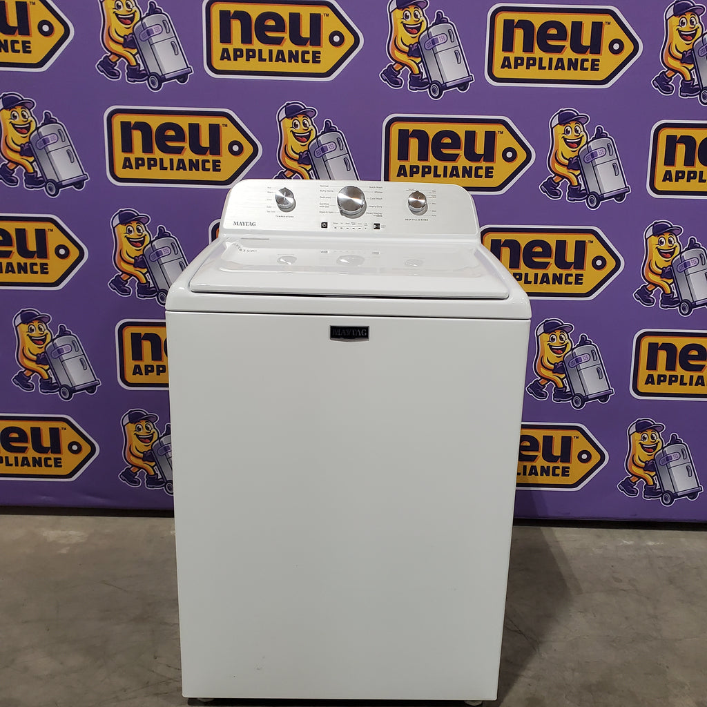 Pictures of Maytag 4.2 Cu. Ft. Capacity Top Load Washer in White MTW4205SW - Open Box and MayTag 7.0 cu. ft. Top Load Electric Wrinkle Prevent Dryer 16185 - MED4500MW - Scratch & Dent (Minor) - Neu Appliance Outlet - Discount Appliance Outlet in Austin, Tx