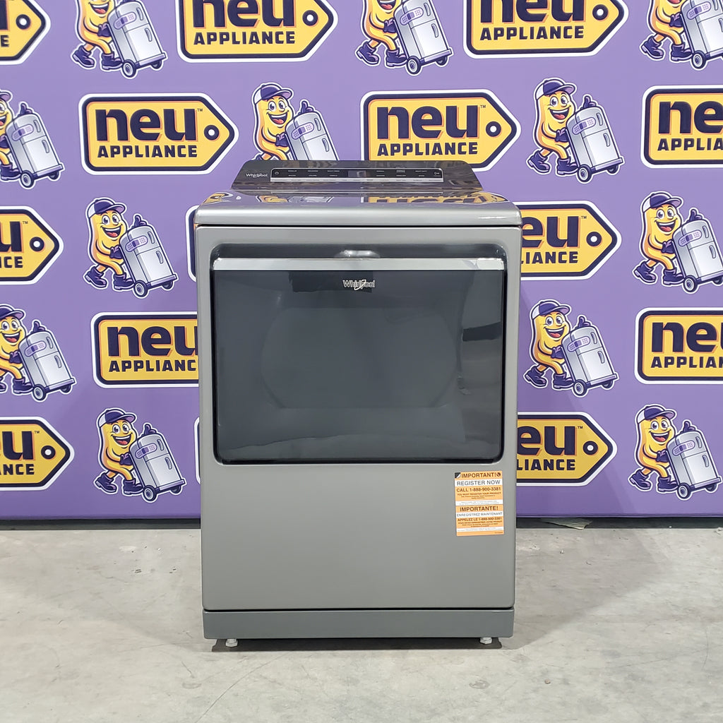 Pictures of Whirlpool Chrome Shadow 5.2 - 5.3 cu. ft. ENERGY STAR Top Load Washer with 2 in 1 Removable Agitator and Load & Go™ dispenser WTW8127LC and 7.4 cu. ft. Top Load Electric Dryer with Advanced Moisture Sensing WED8127LC - Scratch & Dent - Minor - Neu Appliance Outlet - Discount Appliance Outlet in Austin, Tx