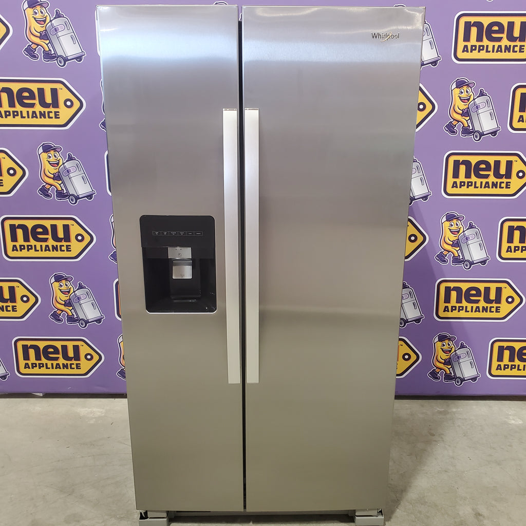 Pictures of Whirlpool 24 cu ft Capacity Side By Side Refrigerator with Ice and Water Dispenser in Fingerprint Resistant Stainless Steel 22132SD130 - WRS315SDHZ - Scratch & Dent (Minor) - Neu Appliance Outlet - Discount Appliance Outlet in Austin, Tx