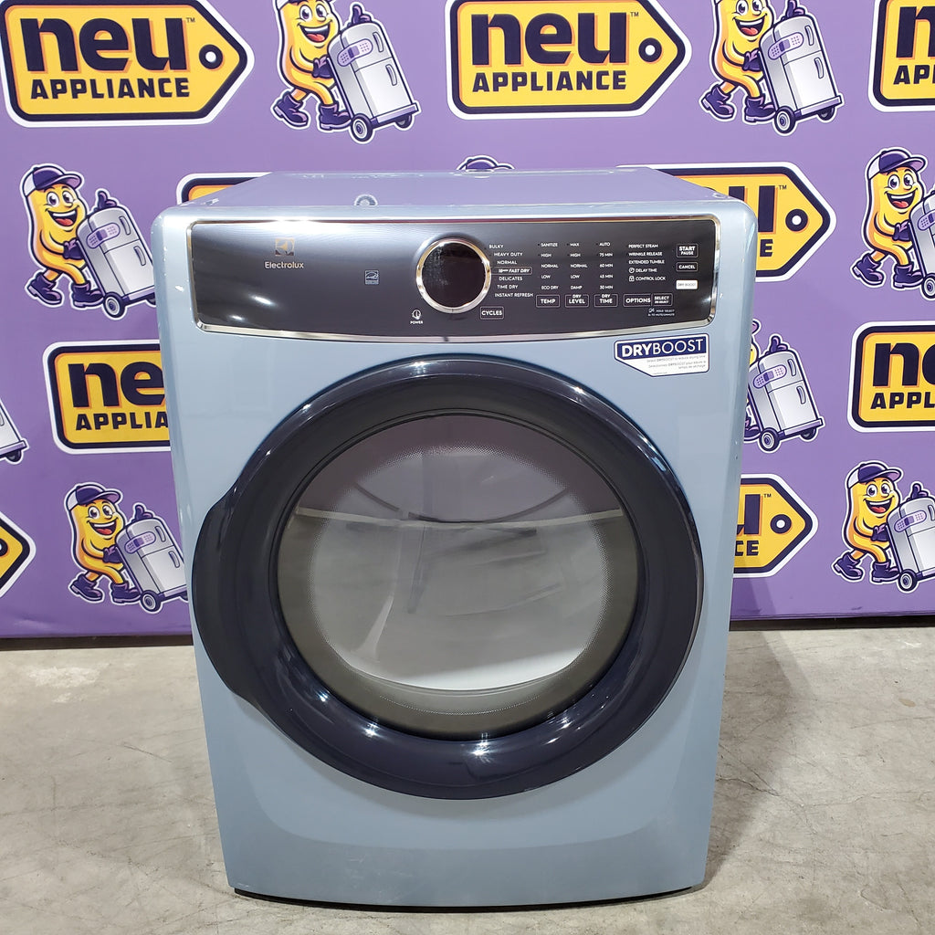 Pictures of Electrolux Glacier Blue 400 Series Electric 8.0 Cu. Ft. Dryer with Perfect Steam Option and Extended Tumble - 22132SD118 - ELFE7437AG - Scratch & Dent (Minor) - Neu Appliance Outlet - Discount Appliance Outlet in Austin, Tx