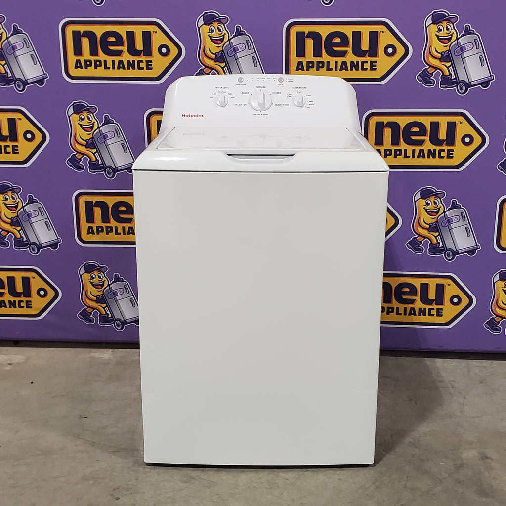Hotpoint® 4.0 cu. ft. Capacity Washer with Cold Plus and Water Level Control HTW265ASWWW - Scratch & Dent (Minor) and Hotpoint® 6.2 cu. ft. vented Electric Dryer with Auto Dry 16143 - HTX26EASWWW - Scratch & Dent (Minor)