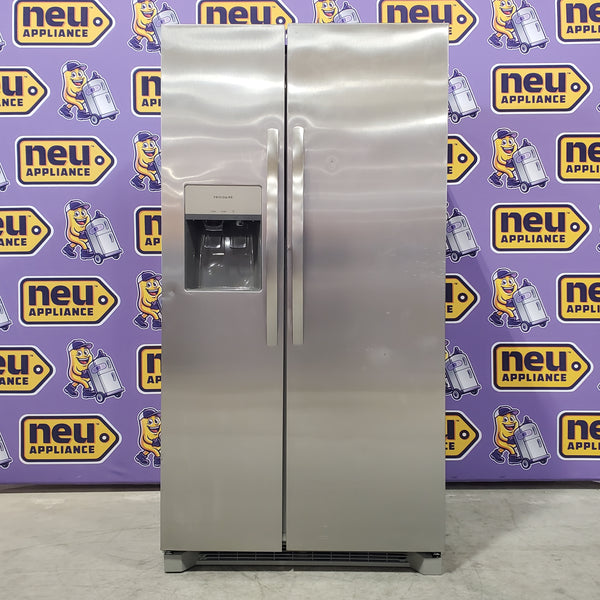 Frigidaire 25.6 cu. ft. ENERGY STAR Side by Side Refrigerator with Exterior Water and Ice Dispenser in Stainless Steel - 3SD290 - FRSS2623AS - Scratch & Dent (Minor)