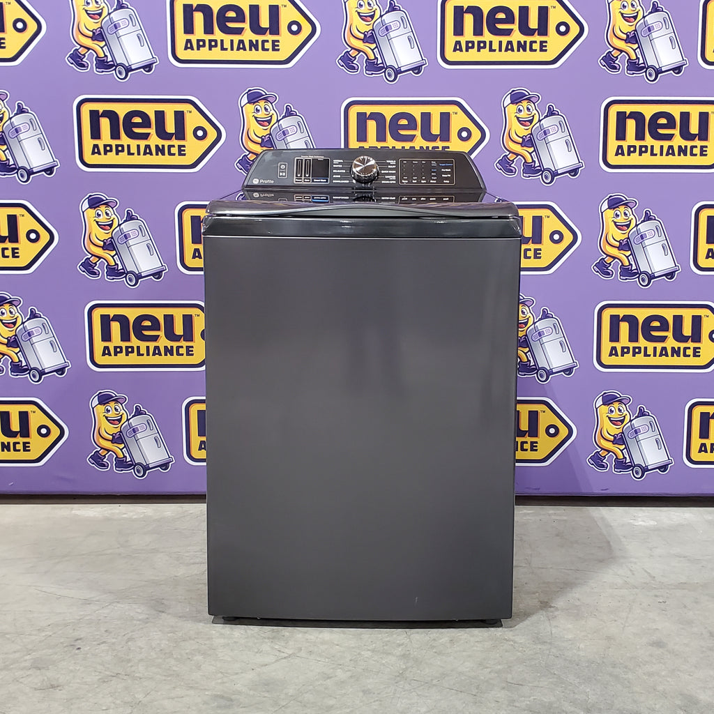 Pictures of GE Profile 5.4 cu. ft. Top Load Washing Machine with FlexDispense PTW700BPTDG - New in Box and GE Profile 7.4 cu. ft. Gas Dryer with Steam 16134 - PTD70EBPTDG - Open Box - Neu Appliance Outlet - Discount Appliance Outlet in Austin, Tx