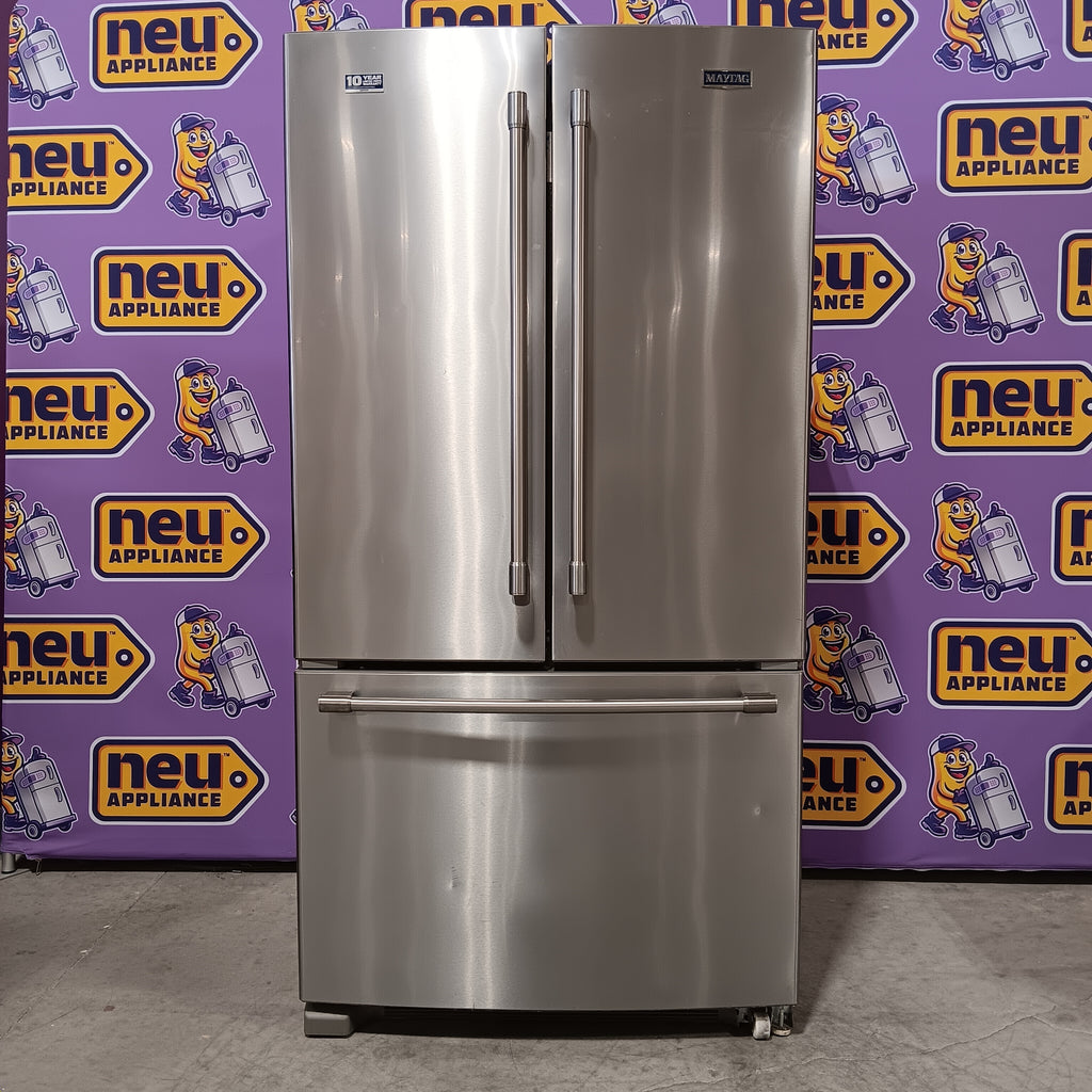 Pictures of Maytag 25.2-cu ft French Door Refrigerator with Ice Maker in Fingerprint Resistant Stainless Steel 25136CR626 - MFF2558FEZ - Scratch &amp; Dent - Minor - Neu Appliance Outlet - Discount Appliance Outlet in Austin, Tx