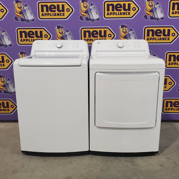 LG Top Load 4.1 Cu. Ft. Washer with TurboDrum Technology in White WT6105CW - Certified Refurbished and LG 7.3 Cu. Ft.  Electric Rear Control Ultra Large Capacity Dryer in White with Sensor Dry 16109 - DLE6100W - Open Box