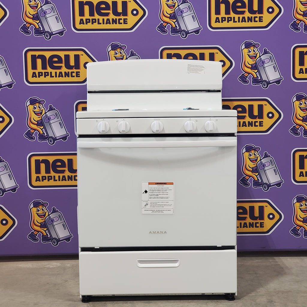 Pictures of Amana Gas 30" Range with Easy Clean Glass Door and Temp Assure Cooking System in White AGR4203MNW - Scratch and Dent (Minor) - Neu Appliance Outlet - Discount Appliance Outlet in Austin, Tx
