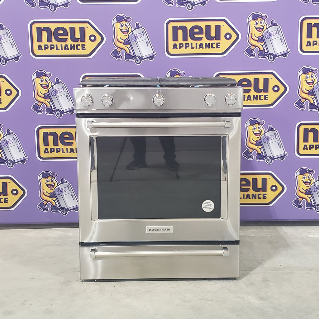 Pictures of KitchenAid Stainless Steel 30 In. 5 Burner Slide In Convection Gas Range with Steam Rack and Even Heat True Convection KSGG700ESS - Scratch and Dent (Minor) - Neu Appliance Outlet - Discount Appliance Outlet in Austin, Tx