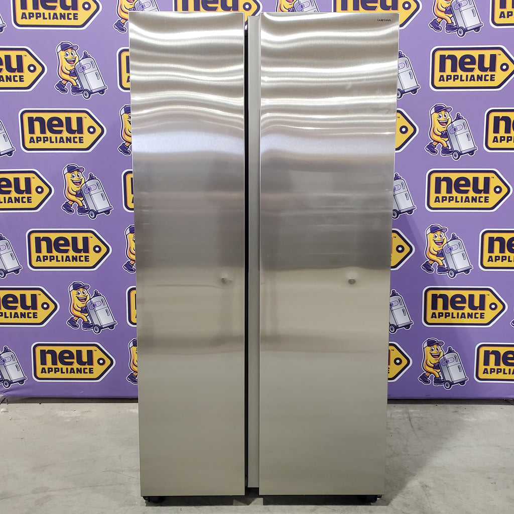 Pictures of Samsung 28-cu ft Side-by-Side Refrigerator Smart Compatible with Ice Maker with Ice Dispenser in Fingerprint Resistant Stainless Steel 22SD028 - RS28A500ASR - Scratch & Dent (Minor) - Neu Appliance Outlet - Discount Appliance Outlet in Austin, Tx