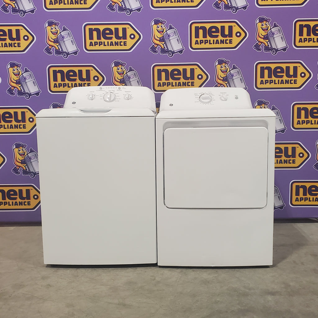 Pictures of GE 3.8 cu. ft. Capacity Top Load Washer GTW220ACKWW - Certified Refurbished and GE 6.2 cu. ft. Capacity Electric Dryer with Up To 120 ft. Venting and Shallow Depth GTX22EASKWW - Certified Refurbished - Neu Appliance Outlet - Discount Appliance Outlet in Austin, Tx