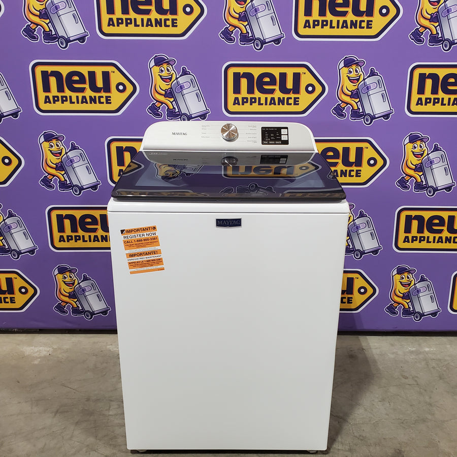 Maytag Top Load 4.8 cu ft Washer with Deep Fill and Slow-Close Glass Lid MVW6200KW - Scratch & Dent (Minor) and Maytag 7.0 cu ft Electric Dryer with Moisture Sensing and Quick Dry Cycle 16218 - MED6200KW - Open Box