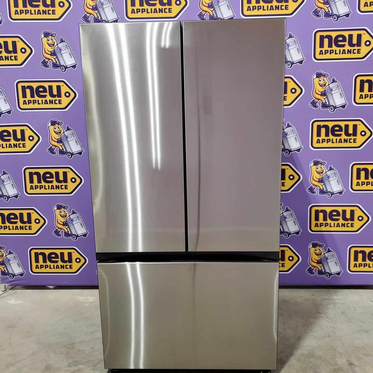 Samsung Bespoke Stainless Steel 3 Door French Door 30 Cu. Ft. Refrigerator with EZ Open Handle and Dual Ice Makers 22134SD242 - RF30BB6200QL - Scratch and Dent (Moderate)