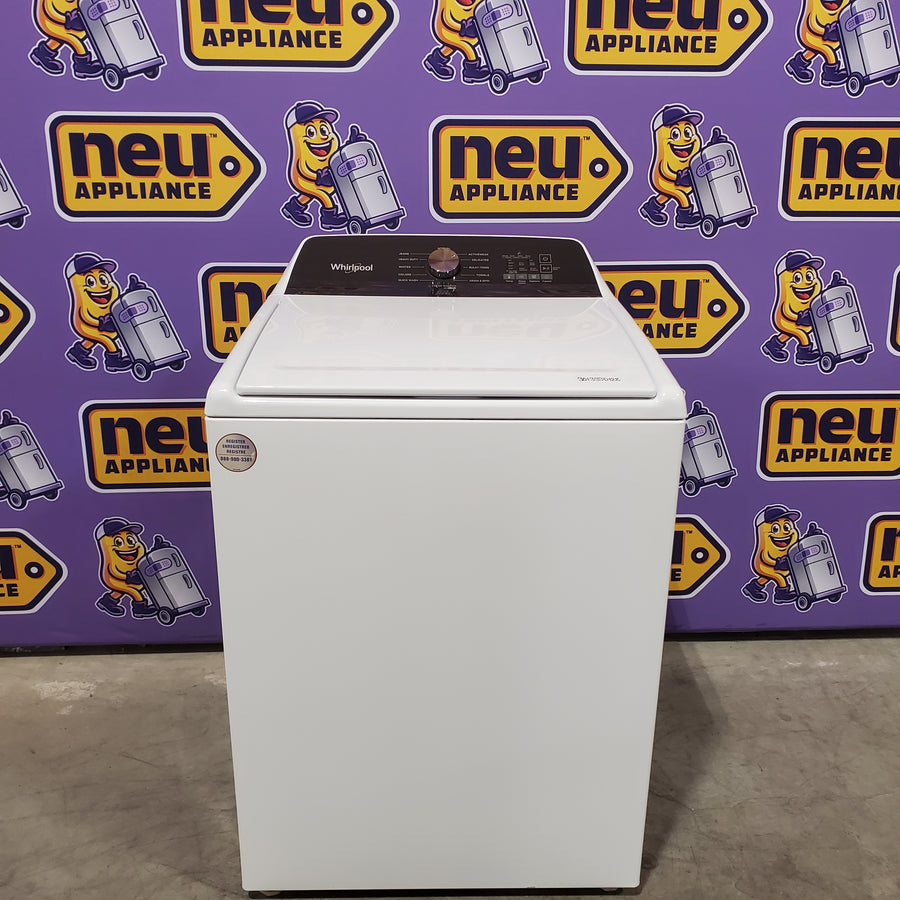 Whirlpool White Top Load 4.6 Cu. Ft. Washer with Built-In Faucet WTW5010LW - Scratch & Dent (Minor) and Whirlpool White Electric 7.0 Cu. Ft. Dryer with Moisture Sensing 16201 - WED5010LW - Scratch and Dent (Minor)