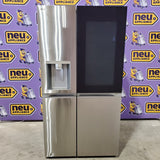 LG ENERGY STAR 27 cu. ft. Side by Side Refrigerator with Edge-to-Edge InstaView in Print Proof Stainless Steel - 22136SD337 - LRSOS2706S - Scratch & Dent (Moderate)