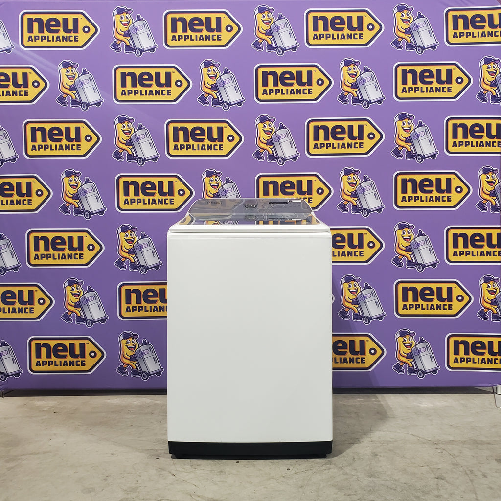 Pictures of Samsung White Top Load 5.0 Cu. Ft. Washer with Active Water Jet WA50R5200AW - Certified Refurbished and Samsung White Electric 7.4 Cu. Ft. Dryer with Sensor Dry DVE50R5200W - Scratch and Dent (Minor) - Neu Appliance Outlet - Discount Appliance Outlet in Austin, Tx